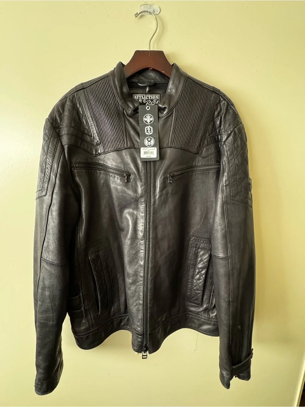 Affliction Men's Black Leather Jacket - Picture 1 of 5